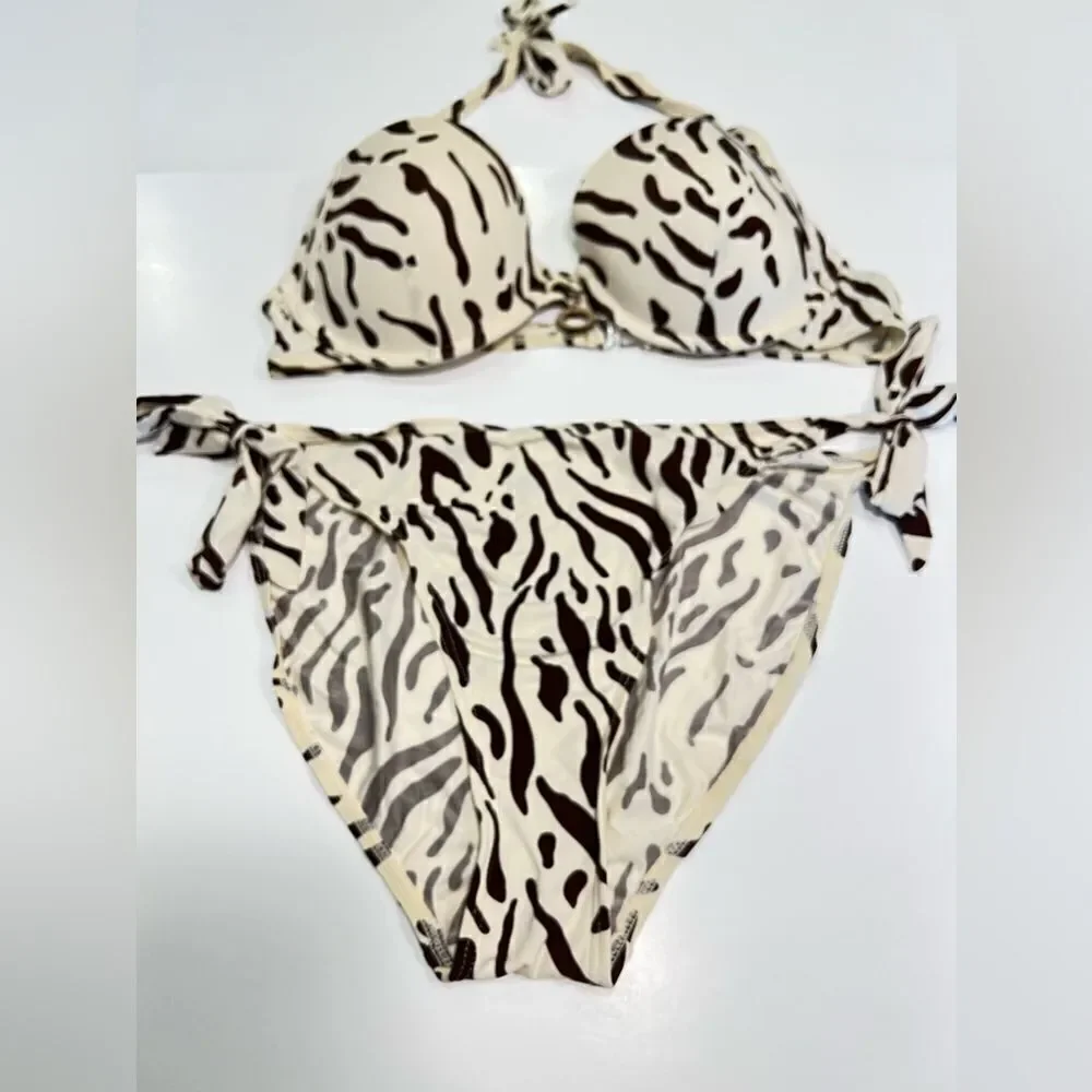 St.Bernard Zebra-print Bikini Set Size 14